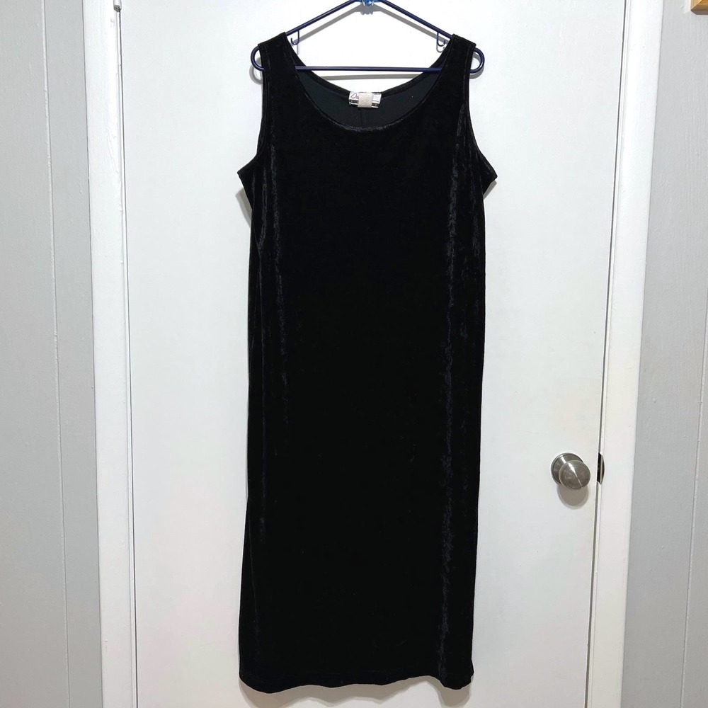Vintage‎ Diana Marco Black Velvet Sleeveless Maxi Dress Plus Size 1X Evening